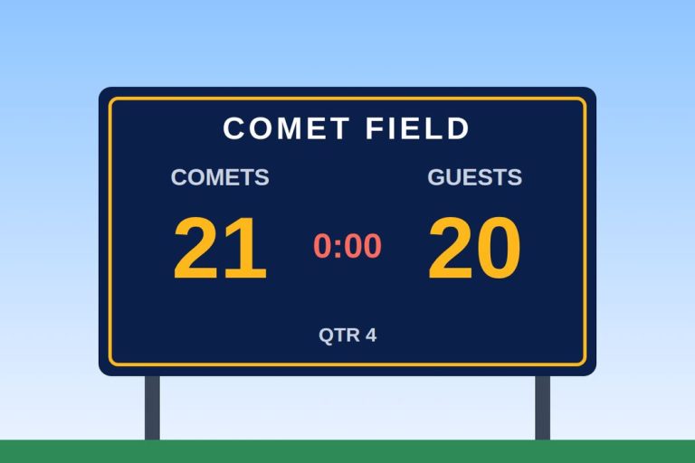 The old scoreboard, still keeping time